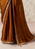 Copper Brown Designer Organza Tissue Silk Saree With Printed Blouse