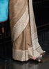 Olive Beige Woven Linen Silk Saree