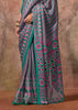 Alpine Green Printed Crepe Satin Silk Saree