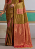 Olive Green Banarasi Silk Saree
