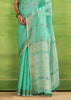 Sea Green Woven Linen Silk Saree