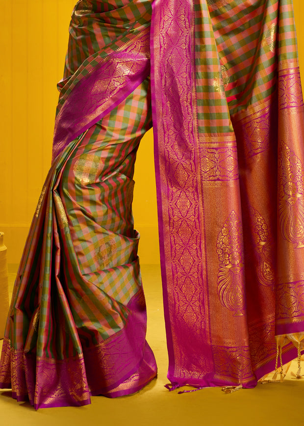 Mehndi Green Banarasi Silk Saree