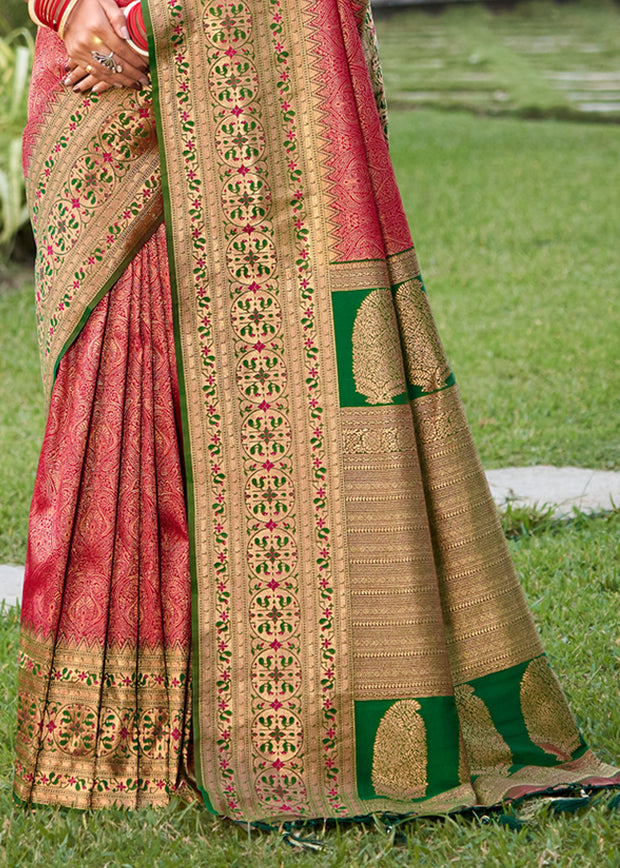 Bridal Pink Woven Banarasi Silk Saree
