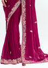 Beet Red Designer Embroidered Tissue Saree