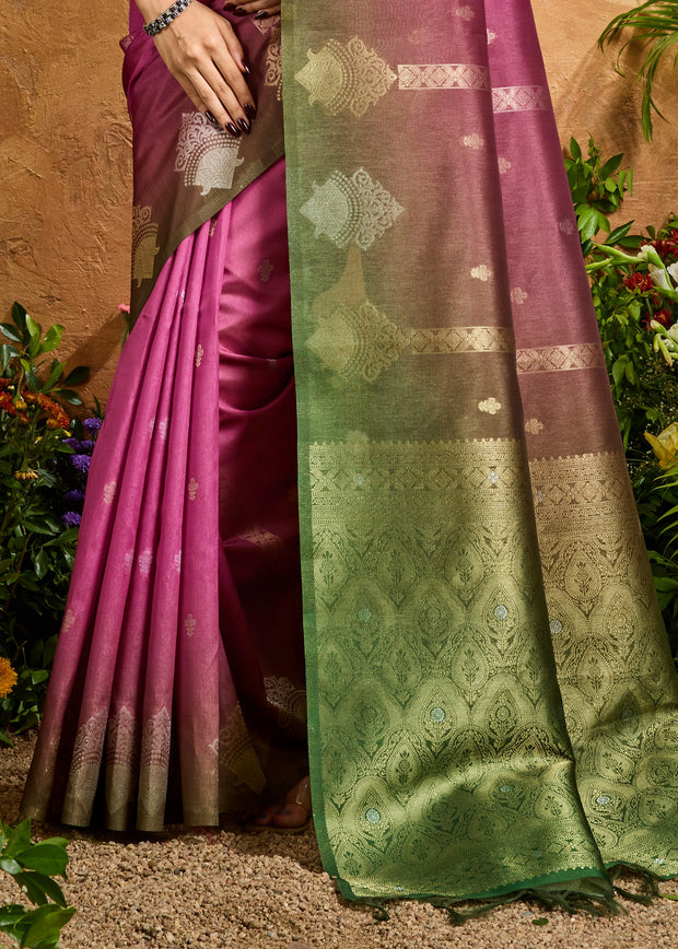Dahlia Purple Woven Banarasi Silk Saree