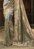 Rich Grey Designer Embroidered Silk Saree