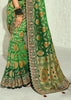 2-Shades Green Embroidered Georgette Bandhej Saree