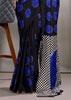 Blue Printed Satin Silk Saree