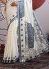 Powder Grey Printed  Satin Silk Saree