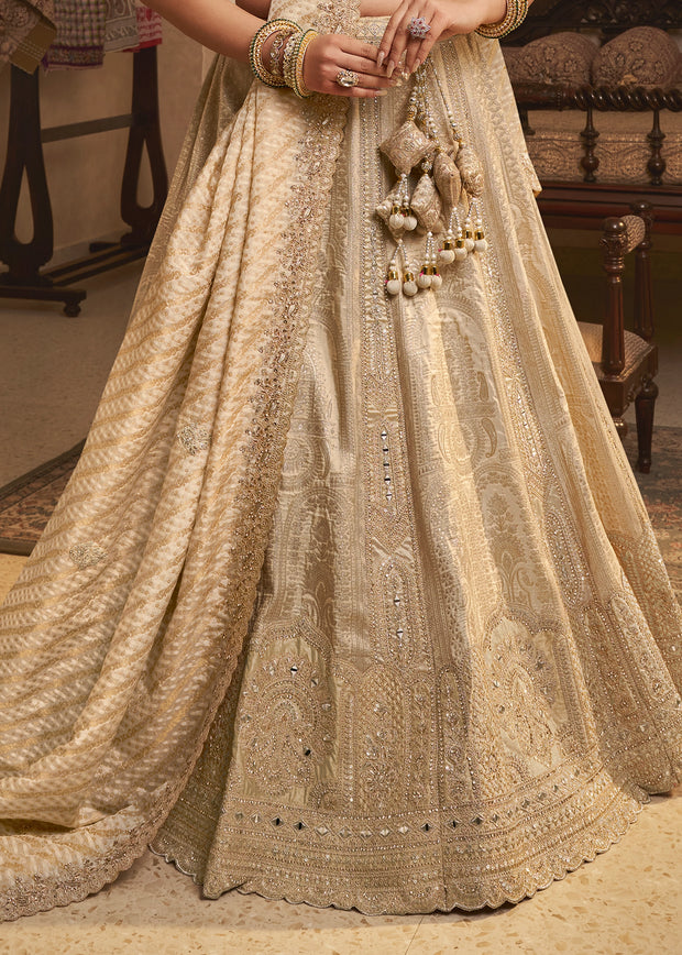 Off White Banarasi Designer Lehenga