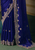 Royal Blue Embroidered Designer Saree