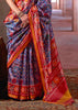 Palace Blue Printed Patola Silk Saree