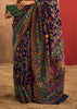 Dark Blue Woven Kashmiri Jamewar Silk Saree