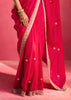Fuchsia Pink Embroidered Soft Silk Saree With Contrast Blouse