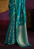 Teal Blue Banarasi Satin Silk Saree