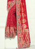 Red Embroidered Georgette Bandhej Saree