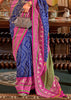 Natural Blue Printed Patola Silk Saree