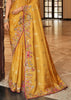 Mustard Yellow Designer Embroidered Silk Saree