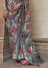 Frost Grey Printed Soft Silk Saree