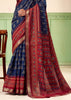 Medieval Blue Patola Printed Cotton Silk Saree