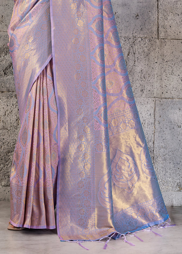 Lavender Woven Kanjivaram Silk Saree