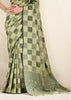 Pistachio Green Woven Linen Silk Saree