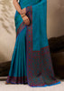Coral Blue Woven Kanjivaram Silk Saree