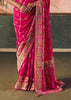 Raspberry Pink Woven Georgette Bandhej Saree