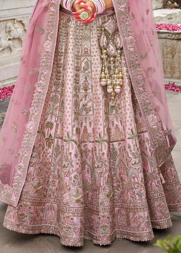 Blush Pink Heavy Embroidered Designer Lehenga