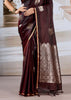 Chocolate Brown Banarasi Satin Silk Saree