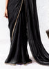 Black Designer Organza Silk Saree With Printed Blouse