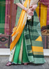 Green And Yellow Digital Printed Soft Silk Saree