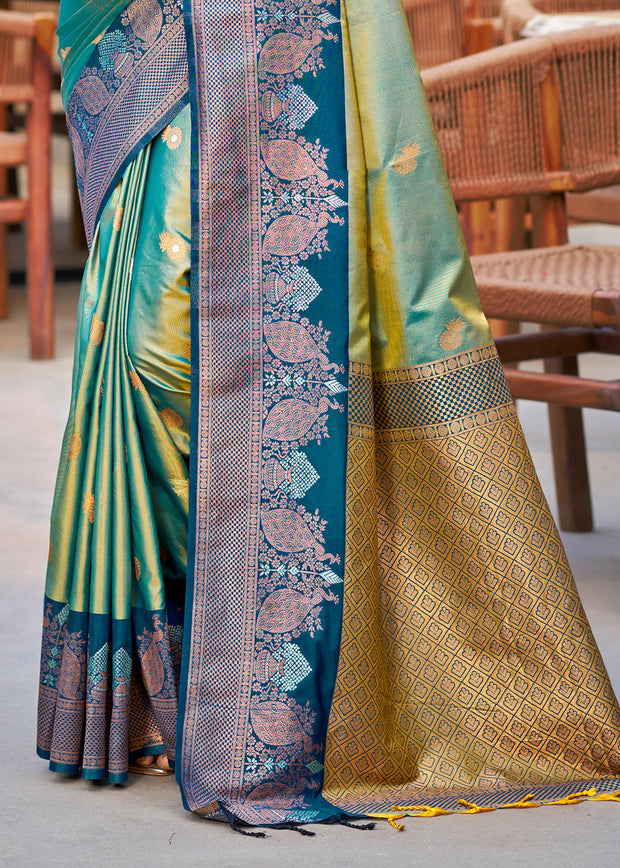 Green Dual Tone Woven Banarasi Silk Saree
