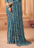 Parisian Blue Designer Tissue Silk Saree