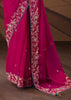 Magenta Pink Embroidered Designer Saree