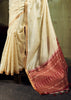 Off White Banarasi Tusser Silk Saree