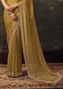 Olive Golden Designer Tissue Silk Saree