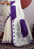 Purple And White Printed Satin Silk Saree