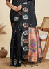 Ebony Black Woven Bronze Zari Paithani Silk Saree