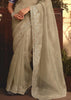 Champagne Beige Tissue Organza Designer Saree
