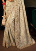 Creamy White Embroidered Kanjivaram Silk Saree