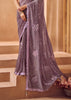 Dusky Purple Designer Tissue Silk Saree