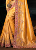 Mustard Yellow Embroidered Silk Saree