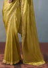Olive Green Embroidered Silk Saree With Heavy Blouese