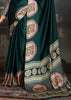 Hunter Green Printed Satin Silk Saree