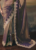 Golden Purple Tissue Embroidered Wedding Wear Saree