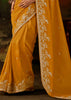Mustard Yellow Embroidered Tissue Saree