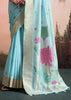 Angel Blue Woven Linen Cotton Silk Saree