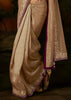 Champagne Beige Embroidered Tissue Saree