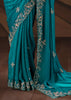 Peacock Blue Embroidered Designer Saree